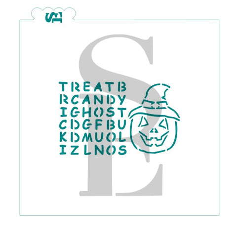 Halloween Word Search PYO Stencil For Cookies, Cakes, Culinary
