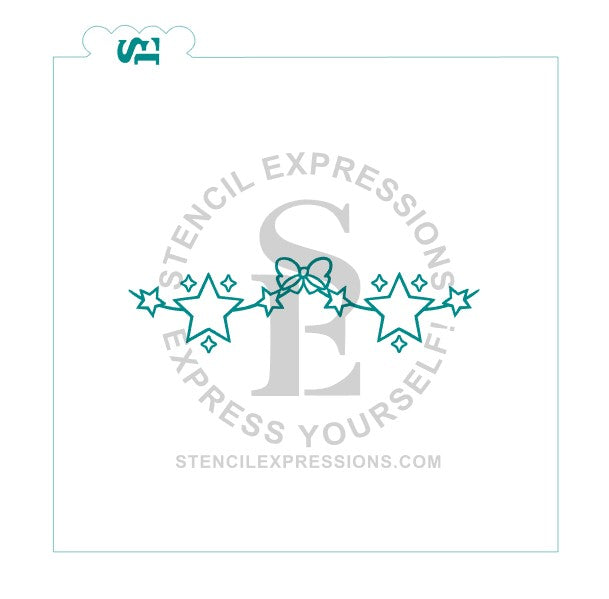 Stars and Bow Swag SILKSCREEN Stencil SVG Digital Design Download with Shaped Template *