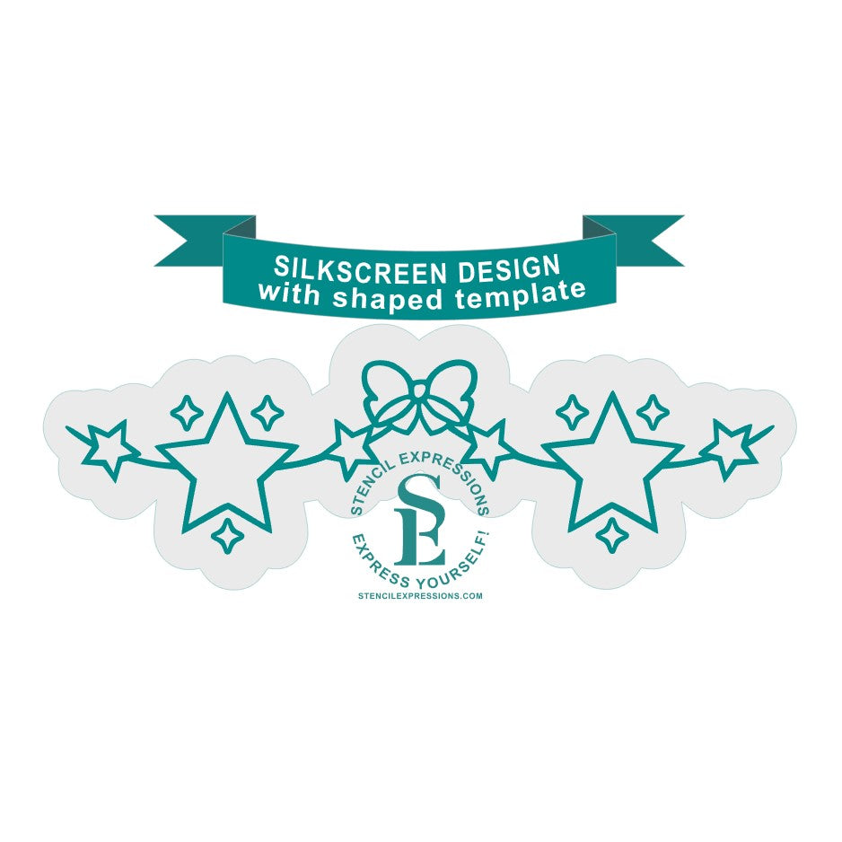 Stars and Bow Swag SILKSCREEN Stencil SVG Digital Design Download with Shaped Template *