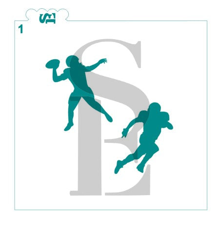 Football Player Silhouettes and Football Field Bundle Digital Design Cookie Stencil