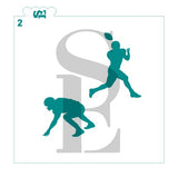 Football Player Silhouettes and Football Field Bundle Digital Design Cookie Stencil