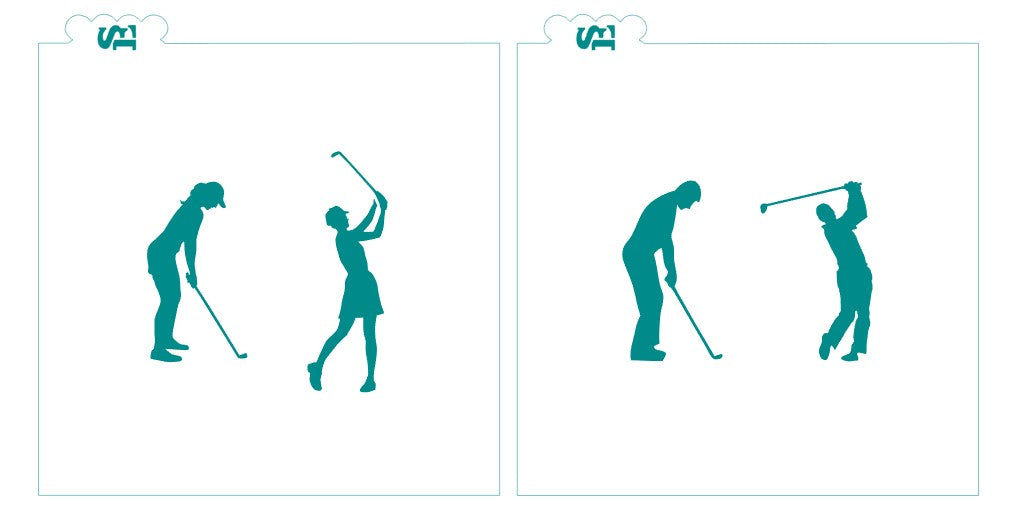 Golfer Silhouettes, Male and Female, Golf Car anf Golf Clubs Bundle Digital Design