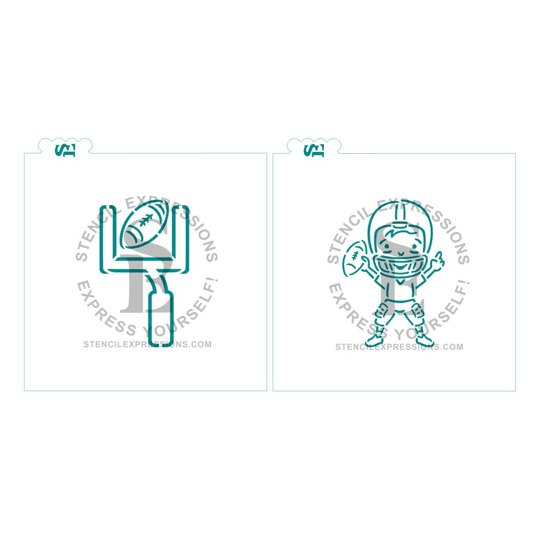 Football PYO Bundle Digital Stencil Design * Set of 2: Goal with Ball and Player Included