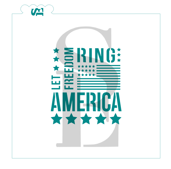 America Let Freedom Ring Subway Art Digital Design Cookie Stencil