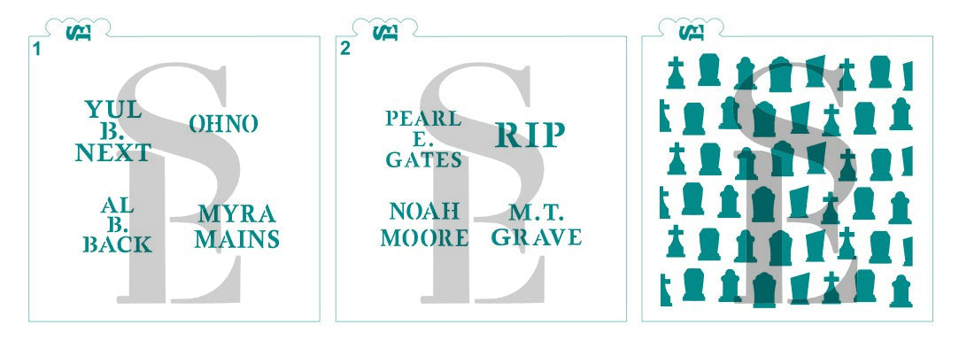 Tombstones Background, Tombstone Quirky Names #1 & #2, and Tombstone Templates Bundle Digital Design