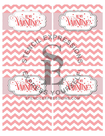 Happy Valentine's Day Chevron Cookie Packaging Card Digital Design Print Your Own Packaging *
