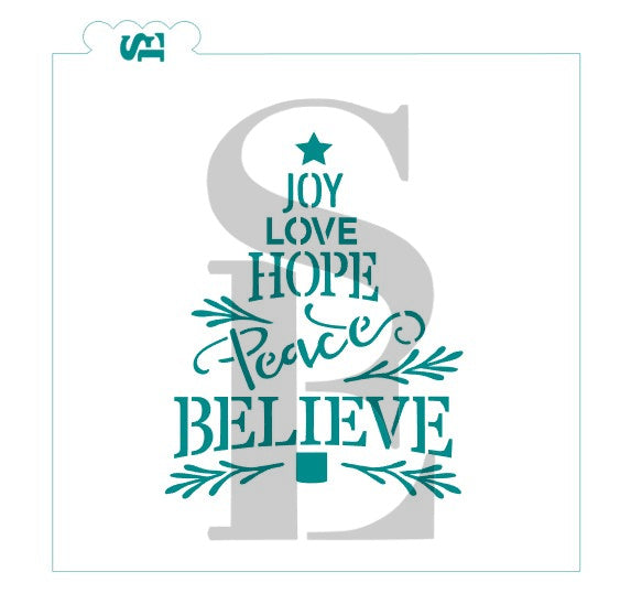 Joy Love Hope Peace Believe Tree Digital Design