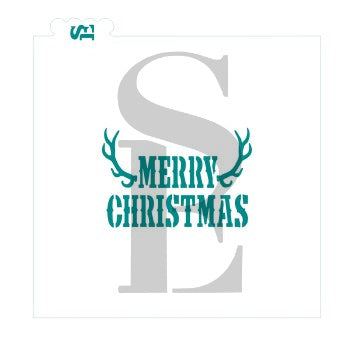 Merry Christmas w/ Antlers Greeting Digital Design