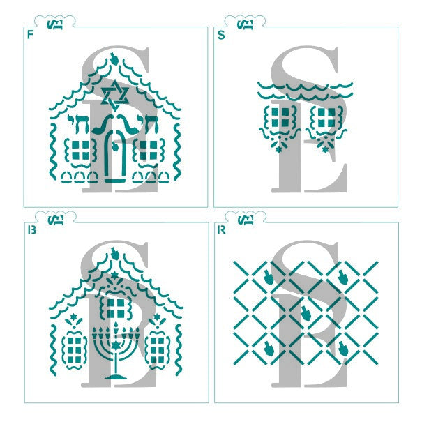 Hanukkah 3D Gingerbread House Stencils 4pc PYO Digital Design