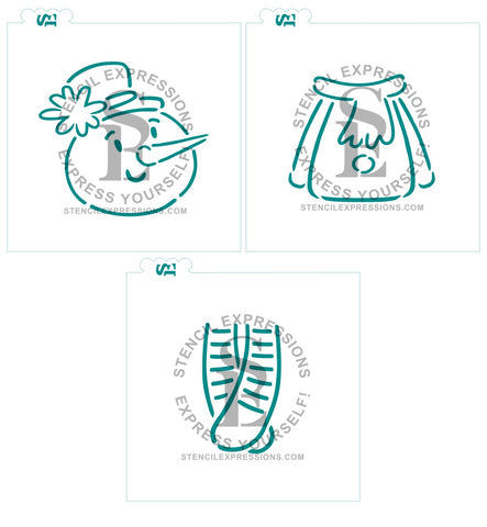 LARGE 3 piece Ragdoll Snowman PYO Stencil SVG Digital Design Download Includes Shaped Templates FITS BRP 5" x 12" BOXES *