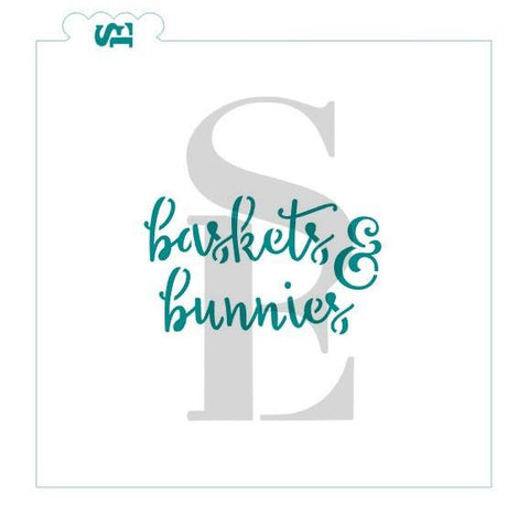 Baskets & Bunnies Stencil digital design for cookies cakes culinary